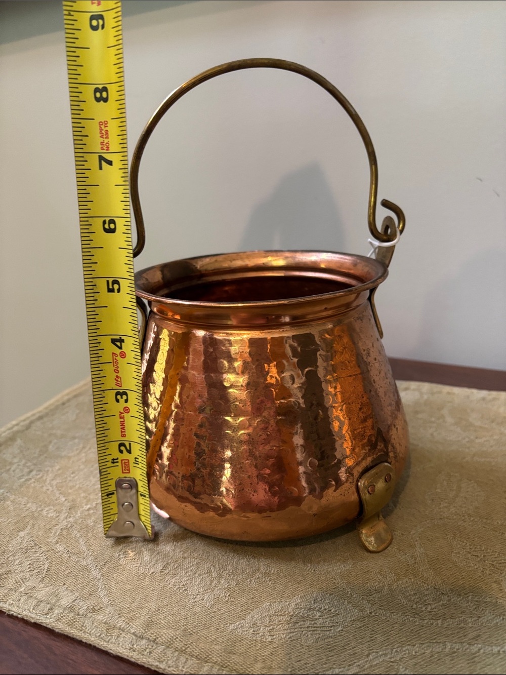 Hammered Copper Cauldron Pitcher with Brass Handle - Copper - Picture 2 of 5